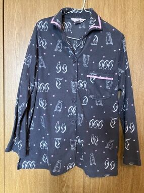 Midnight by Carole Hochman Gray Fleece Penguin Print Pajamas with Pink Trim